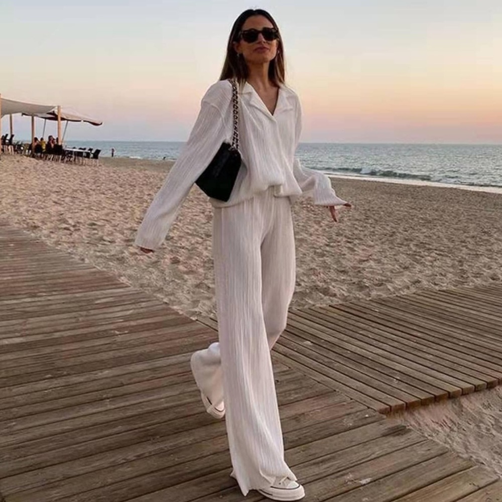 White pleated matching set, size s/m